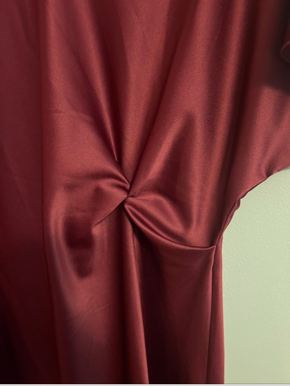 Saiph Satin Twist-Waist Midi Dress in Deep Burgundy Sz 1X But Fits Like L-XL - Picture 4 of 8